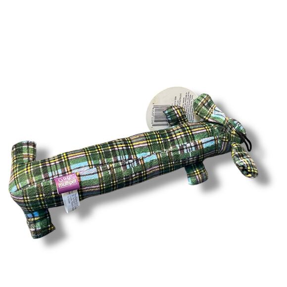 Multipet Dog Squeaky Stuffed Toy Winter Loofa Plush Green Plaid Holiday 11" - Picture 7 of 11